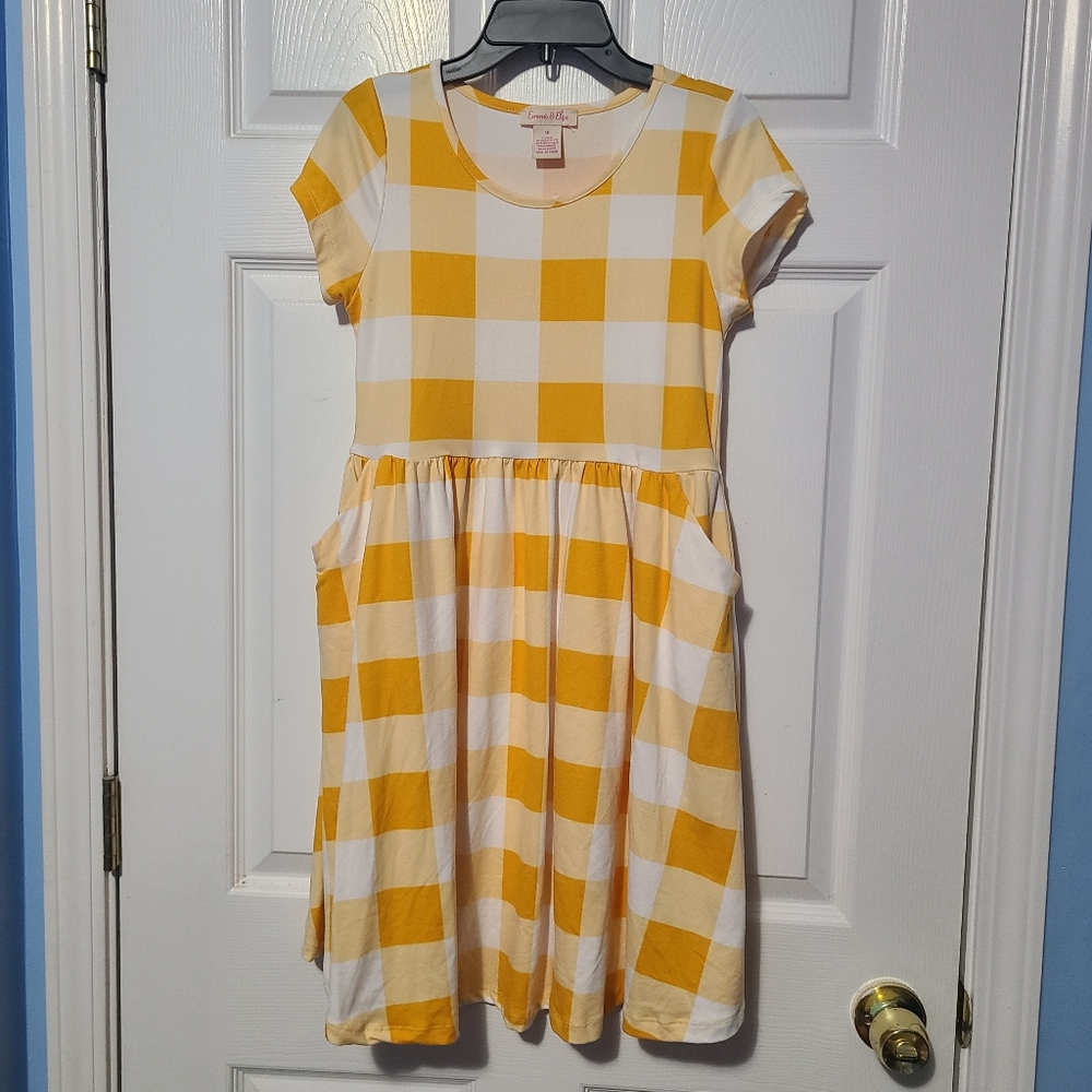 Emma & Elsa Plaid Yellow Dress. Super Soft Size 16